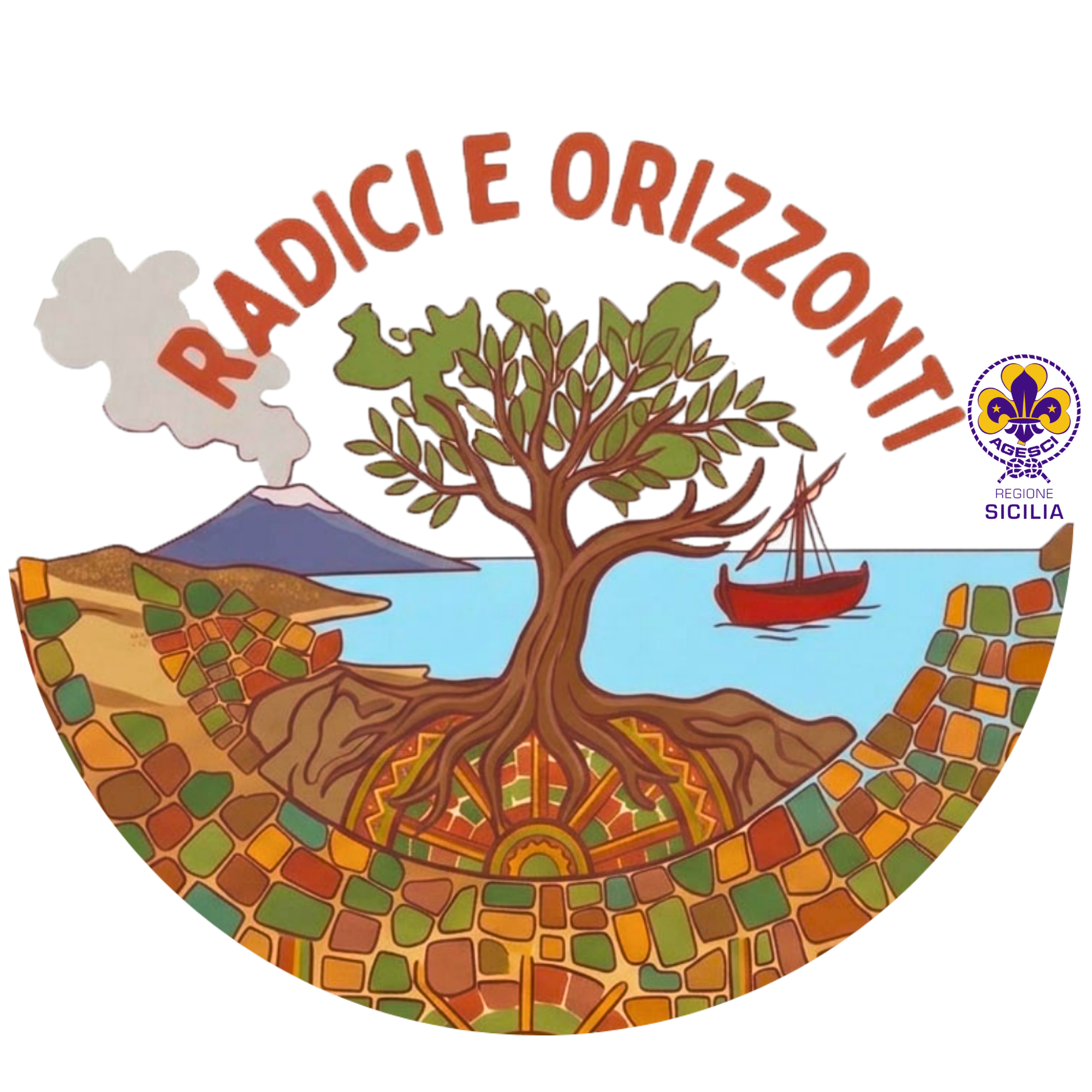 Radici e Orizzonti — Logo evento + AGESCI Sicilia